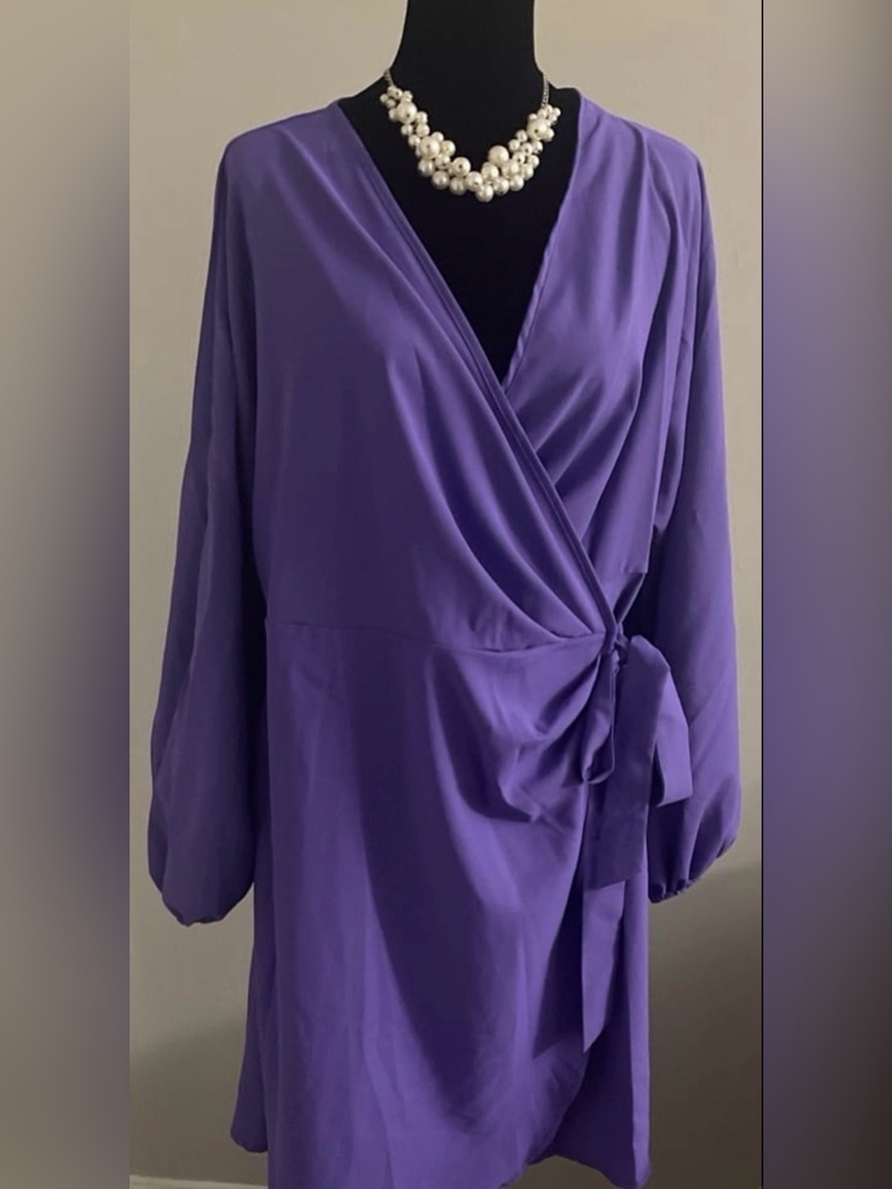 SHEIN Purple Wrap Long Sleeve Dress